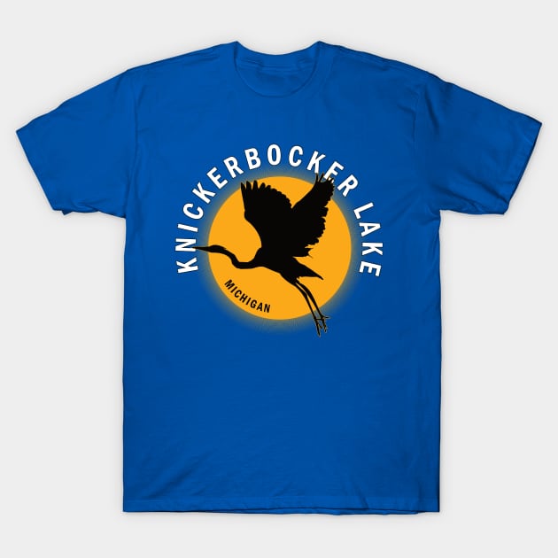 Knickerbocker Lake in Michigan Heron Sunrise T-Shirt by BirdsEyeWorks